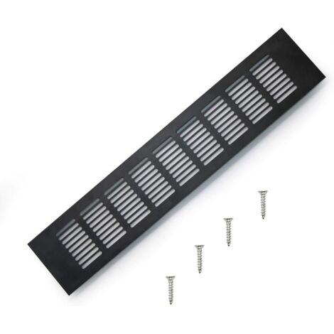 Grille D’aération en Aluminium à Encastrer, Grille de Ventilation 400 mm Angulaire pour la Ventilation des Placards et des Chambres (Noir) (1/5)
