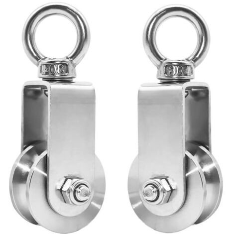 34MM Poulie pour Cable, 2 Pièces Poulie de Levage Groupes de Poulies en Acier Inoxydable, Charge 250kg(34MM,2 Pièces) (1/5)