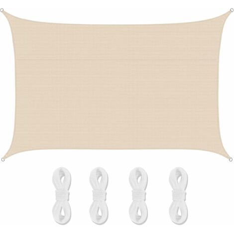 Voile d'ombrage Imperméable à l'eau Rectangulaire, Solaire Protection et Bloque 90% Rayons UV Auvent pour Jardin, Terrasse et Balcon, Toile d'ombrage en Polyester Oxford avec Cordes de Fixation (1/5)