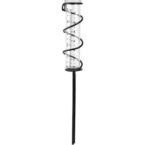 Pluviomètre spirale en verre de 12 ml - Avec piquet - Outil de gestion des intempéries - Pour jardin, cour (transparent) (1/5)