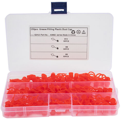 150pcs Bouchon de Graisseur, M6 M8 M10 Graisse Bouchons Anti-Poussière Bouchon à Vis de Purge de Frein Graisseur Mamelon Kit avec Boîte de Rangement pour l'huile Gun Zerk Montage Accessoires Auto (1/5)