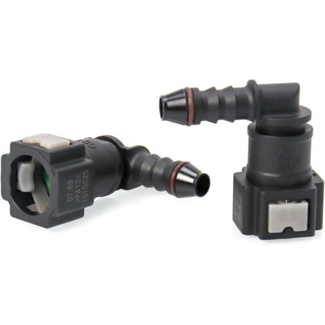 Lot de 2 Connecteur de Tuyau de Carburant de Voiture, Raccord durite Essence, connecteur Rapide à 90 degrés, Plastique 7.89mm Connecteur ID6 (1/5)