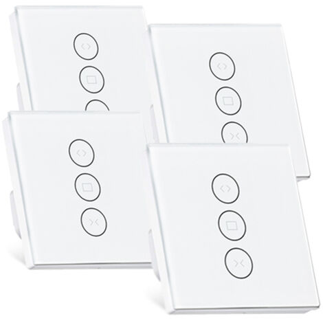 Paryou – Interrupteur volet roulant connecté WiFi – Contrôle tactile LED – Compatible Alexa et Google Home – Programmation horaires – Lot de 4