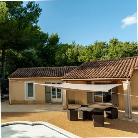 Werka Pro – Voile d'ombrage taupe 3,6 x 3,6 m – Polyéthylène tressé – Traitement anti UV – Angles renforcés – Anneaux d'attache en acier