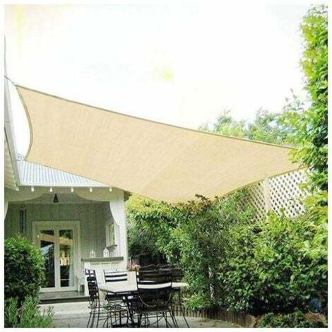 Voile d'Ombrage Rectangulaire 2x5m Toile d Ombrage Voile de Soleil Imperméable Respirant Protection des Rayons UV pour Camping Terrasse Jardin Balcon Extérieur Piscine，beige (1/5)