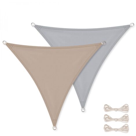 Voile d'ombrage triangulaire imperméable et anti-UV - 5 x 5 x 5 m - Taupe - Linxor (1/4)