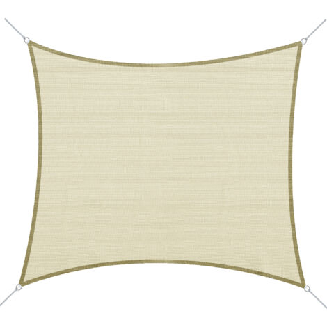 Outsunny – Voile d'ombrage rectangulaire 3x4 m HDPE 185 g/m² – Protection UV 90% – Installation facile avec œillets métal – Couleur crème
