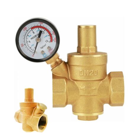 Paryou – Réducteur de pression d'eau réglable en laiton DN20 – Manomètre intégré – Charge max 16 kg/cm² – Pression d'entrée 1,6 MPa - DN20-3 (1/5)