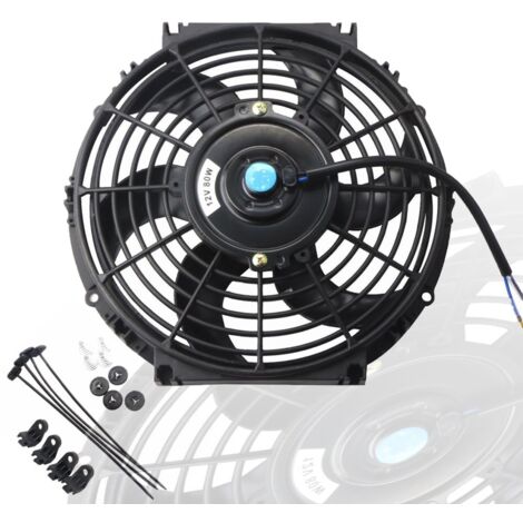 Kit de ventilateur de refroidissement de radiateur électrique mince universel de 10 in – Ventilateur double fonction 12 V 80 W avec matériel de montage, pour voiture/camion/SUV (noir)