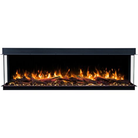 Emotion Flame Solis 120 - 750/1500 W - Camino elettrico a 3 lati - fuoco premium, incassabile - 120x30x46 cm - camino LED - riscaldamento