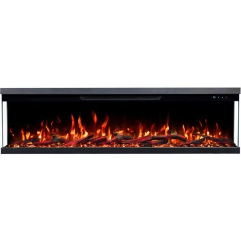 Emotion Flame Unity 107 - 900/1800 W - Chimenea eléctrica de 3 lados - fuego premium - mural o empotrable - 107x19x36 cm - chimenea LED con calefacción