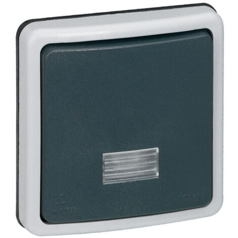 Poussoir étanche NO+NF à voyant Plexo IP66 composable 6A 250V gris LEGRAND 090482