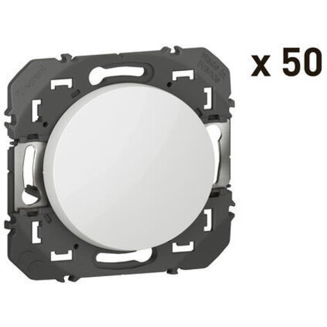 Legrand – Pack de 50 interrupteurs va-et-vient 10AX 250V – Boîtier thermoplastique blanc – Montage encastré ou saillie – IP20 IK04