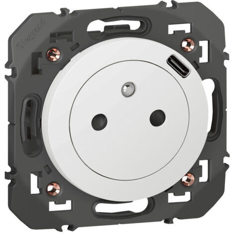 Legrand – Prise de courant encastrée avec chargeur USB type C – IP20 – 16A – Compatible montage multipostes – Plastique thermoplastique résistant