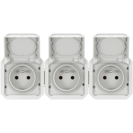 Triple prises de coutant 3x 2P + T - Horizontale - Composable - Blanc - Plexo - 069644L - Legrand (1/8)
