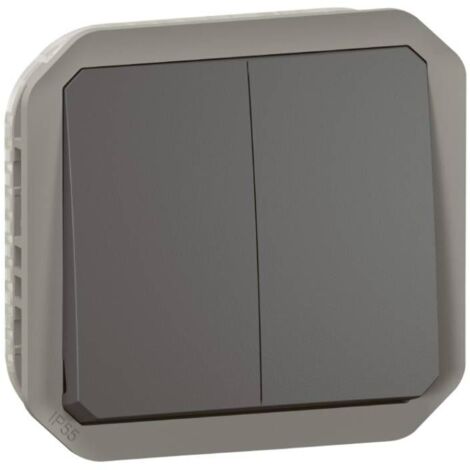 Commande double interrupteur ou poussoir Plexo composable anthracite LEGRAND 069805L (1/3)