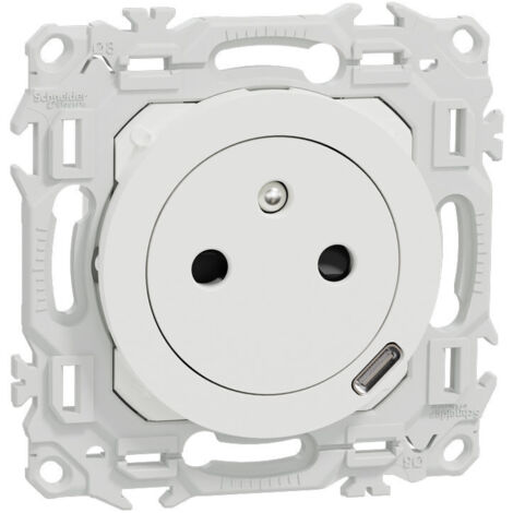 Prise 2P+T blanche avec chargeur USB-C Odace (S920042)