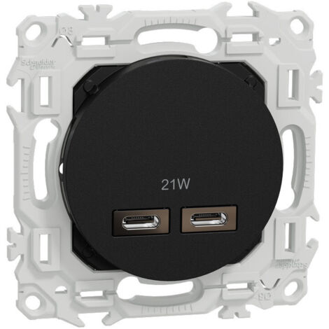 Double chargeur USB-C noir Odace (S940401)