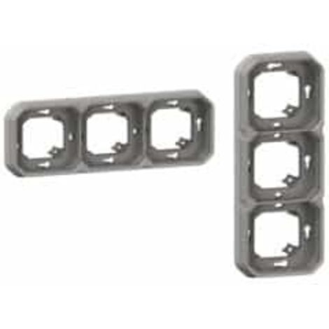 Support plaque encastré - 3 postes - Horizontal / Vertical - Gris - Plexo - 069687L - Legrand (1/5)