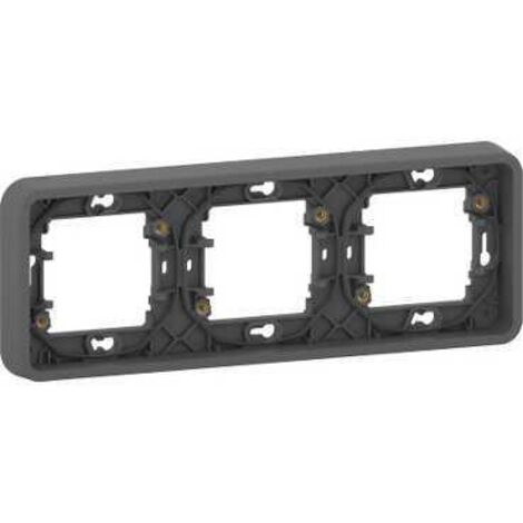 Schneider Electric – Cadre vertical 3 postes gris RAL 7016 – Étanchéité IP55 – Résistance chocs IK08 – Fixation par vis – MUR34109