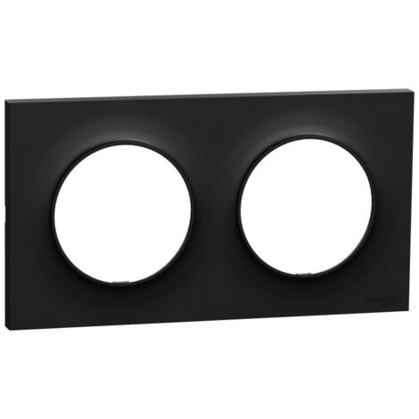 Schneider – Plaque de finition 2 postes – Odace Origine – Noir – Compatible mécanismes Odace – Pose facile pour installations neuves et rénovations