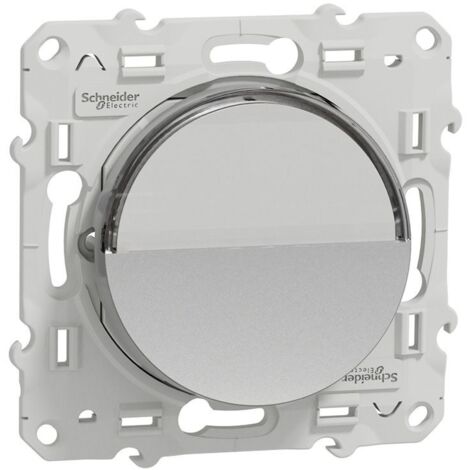Poussoir avec porte étiquette - Aluminium - Odace 2011 - S530266 - Schneider