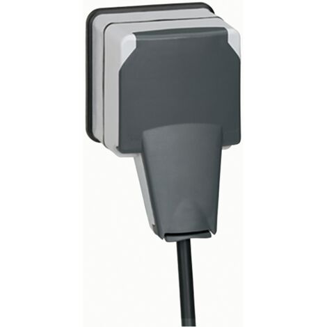 Prise de courant étanche 2P+T avec volet IP66 fiche engagée Plexo complet 16A 250V - gris - 90465 - Legrand