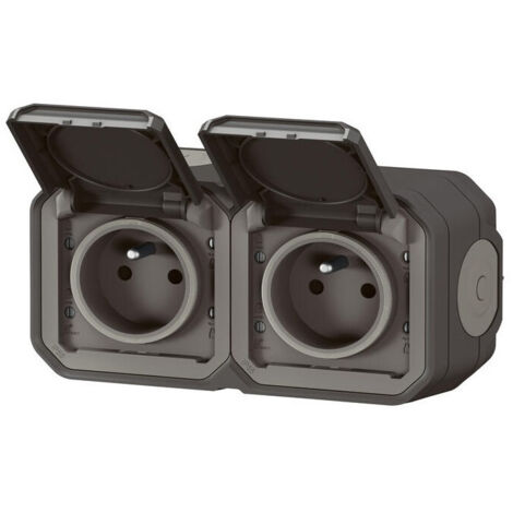 PRISE DE COURANT 2X2P+T HORIZONTALE PLEXO COMPLET SAILLIE ANTHRACITE LEGRAND LEG069788L