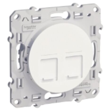 prise rj45 double catégorie 6 utp - blanc - fixation par vis - schneider odace