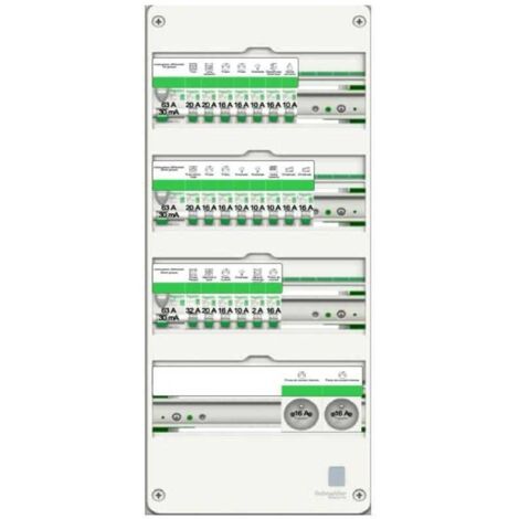 Tableau pré-équipé - Maison individuelle - 4 rangées - 13 modules - XE - Resi9 - R9HPNFC15145M - Schneider