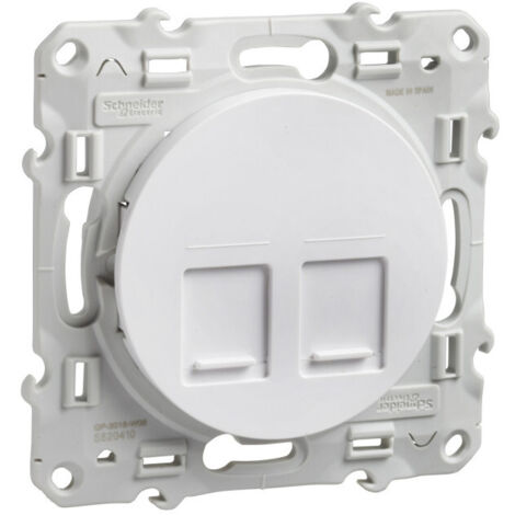 Prise double RJ45 - Sans connecteur - Blanc - Odace 2011 - S520410 - Schneider