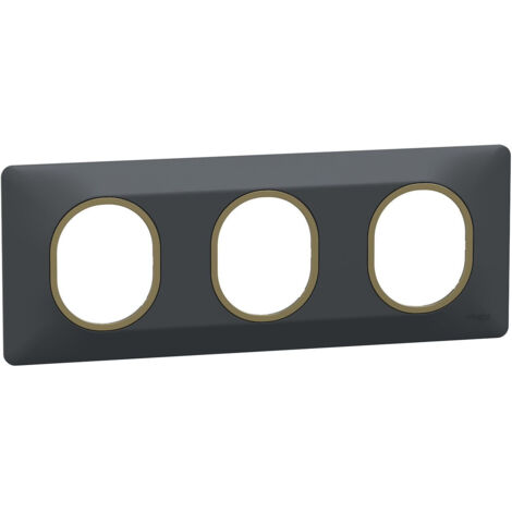 Plaque de finition Ovalis 3 postes horizontal 71mm anthracite laiton SCHNEIDER S340706E