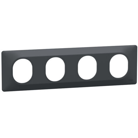 Schneider Electric – Plaque de finition 4 postes horizontale 71 mm anthracite – Enjoliveur à clipser pour installation rapide – S340708