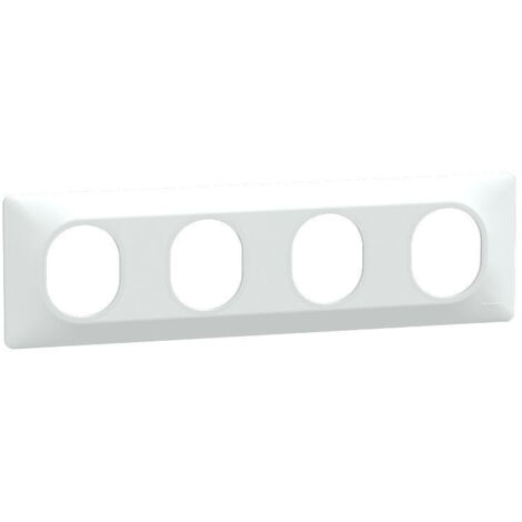 Schneider Electric – Plaque de finition 4 postes – Ovalis – Vertical – Blanc – Compatible mécanismes Ovalis – Pose facile par clipsage (1/8)