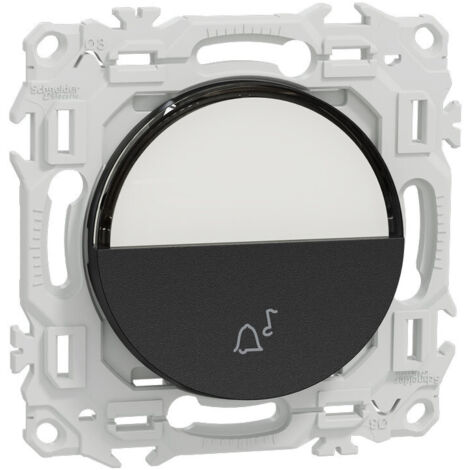 Bouton poussoir porte étiquette - Symbole carillon - Odace - S940246 - Schneider - Noir onyx (1/3)
