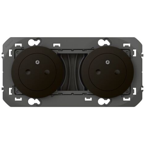 Legrand – Double prise de courant 2P+T surface précâblée noir mat – IP20 – Pour installation en saillie ou encastrée – LEG600532