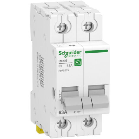 Interrupteur-sectionneur 2 modules 2 pôles 63A Resi9 Schneider R9PS263