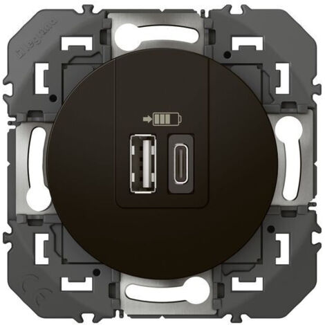 Double chargeur USB 1 Type-A + 1 Type-C dooxie 3A noir LEGRAND 600549