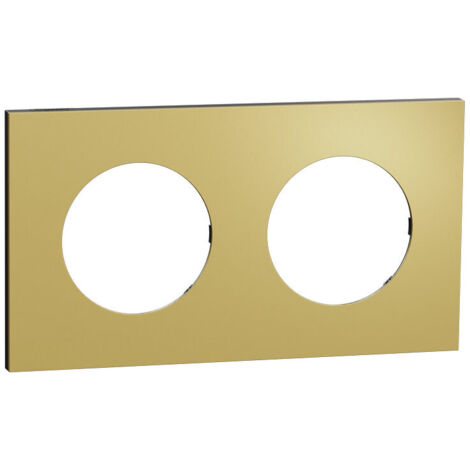 Plaque de finition 2 postes - Odace Métal - S916704 - Schneider - Effet laiton (1/3)