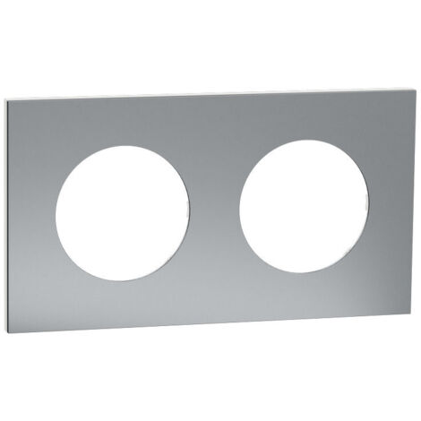Plaque de finition 2 postes - Odace Métal - S910704 - Schneider - Effet titane