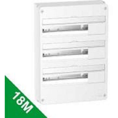 Schneider – Coffret électrique apparent 54 modules – 3 rangées de 18 modules – Intensité max 63A – IP30 – R9H18403 (1/7)