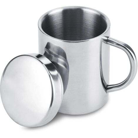mug inox, Tasses à café en acier inoxydable, 300 ML Tasse à café, Petite Tasse de Voyage, tasse thermo tasses à boire à double paroi avec couvercle mug à bière pour randonnée camping