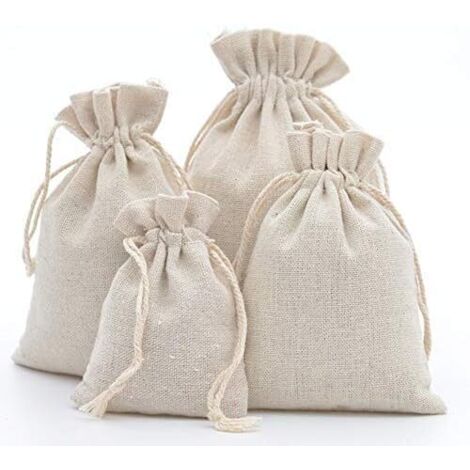 25pcs Petits Sachet en Tissu Pochon Coton 10x14cm Sac Toile de Cordon Sachet Bijoux Sacs Cadeau Reutilisable