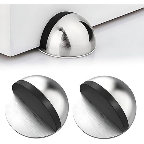 2 pièces Arrêts de Portes, Inoxydable Adhesive Butées de Porte, Butées avec pare-chocs en caoutchouc, Stop-Porte Adhésif pour tous les sols durs, Assurer la protection de nos portes et murs