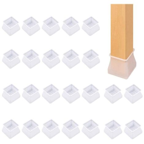 24 PCS Pied de Chaise Silicone Embout de Chaise Protection Pied Cache Pied de Table carré Prévenir Les Rayures Le Bruit et Les dommages durables et Doux Carré Protege Pied de Chaise (1/5)