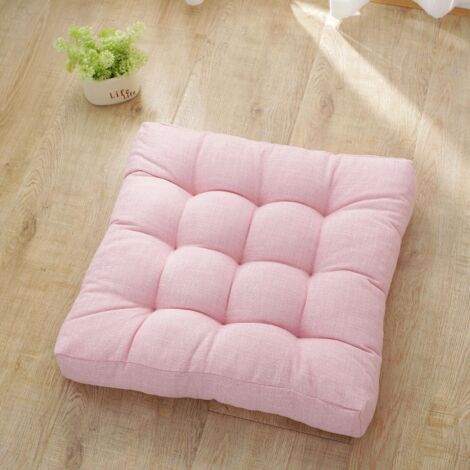 Couleur Unie Coussin pour Chaise de Salle à Manger, Coton Lin Coussin de Chaise Galette de Chaise Doux Coussin de Chaise de Jardin Chic Coussins de Chaises Epais (53x53cm,Rose)