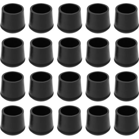 Lot de 20pcs Embouts de Pieds de Chaise en Caoutchouc Noir de 25mm pour Pieds de Table Et de Chaise Capuchons de Protection pour Tuyaux Et Sols