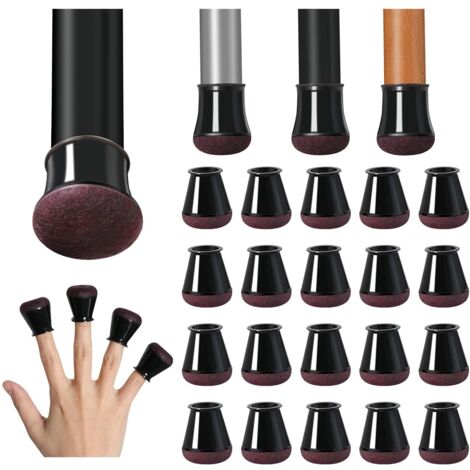 Protection Pied de Chaise, 20 pièces petits protecteurs de sol noirs en silicone avec revêtement en feutre, Couvre-Jambes de Chaise Capuchons de Jambe de Chaise en Silicone, diamètre 14-20mm