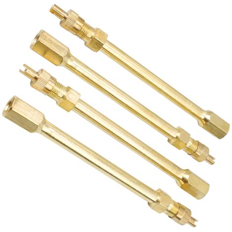 4 Pièces Rallonge Valve Pneu en Cuivre, Tube D'extension de Gonfleur de Pneu 10cm, Rallonge de Valve de Voiture, Convient aux Motos, Vélos, Voitures (Or) (1/5)