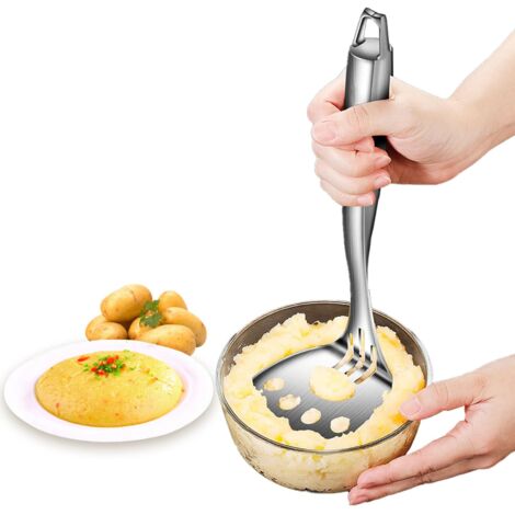 Presse-purée avec poignée en acier inoxydable - Très résistant - Pour pommes de terre, guacamole, fruits, avocat, haricots, etc (1/5)